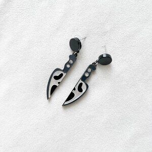 Ghost Face Knife Drop Stud Earrings